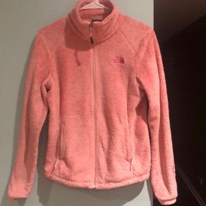 Peachy/pink North Face full zip jacket size small